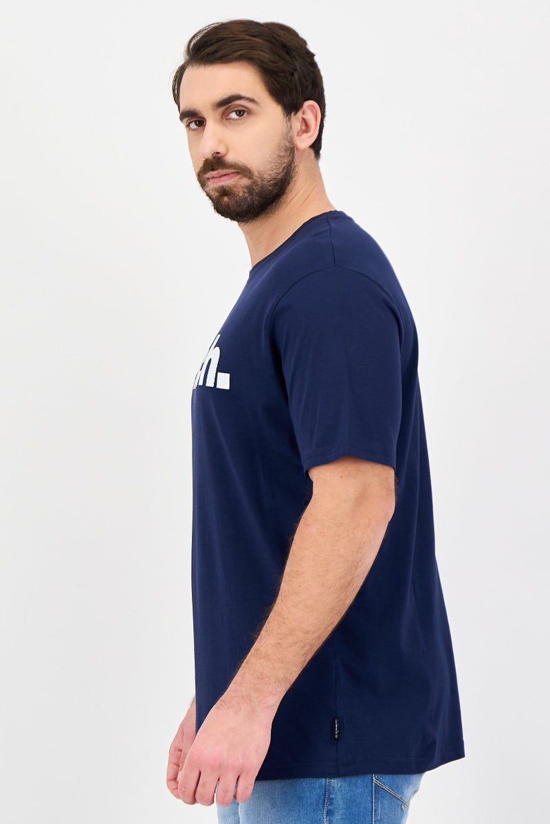 Bench Men Crew Neck Short Sleeve Brand Logo T-Shirt, Navy - Image 2